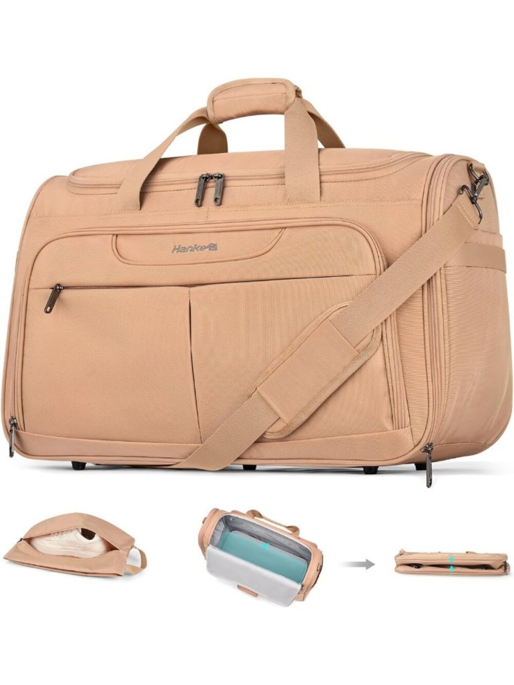 Large Foldable Duffle Bag - Lightweight Travel Tote for Airplanes, Unisex, Pink